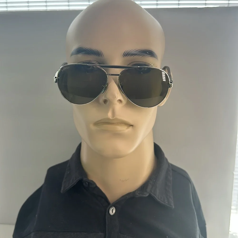 New Authentic Gucci™ GG1163S 002 60 - Silver/Gray Sunglasses